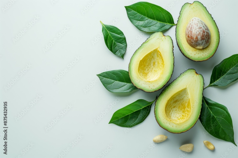 Avocado Halves with Leaves Avocado Halves with Leaves