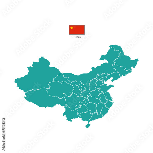 Silhouette and colored (turquoise) china map