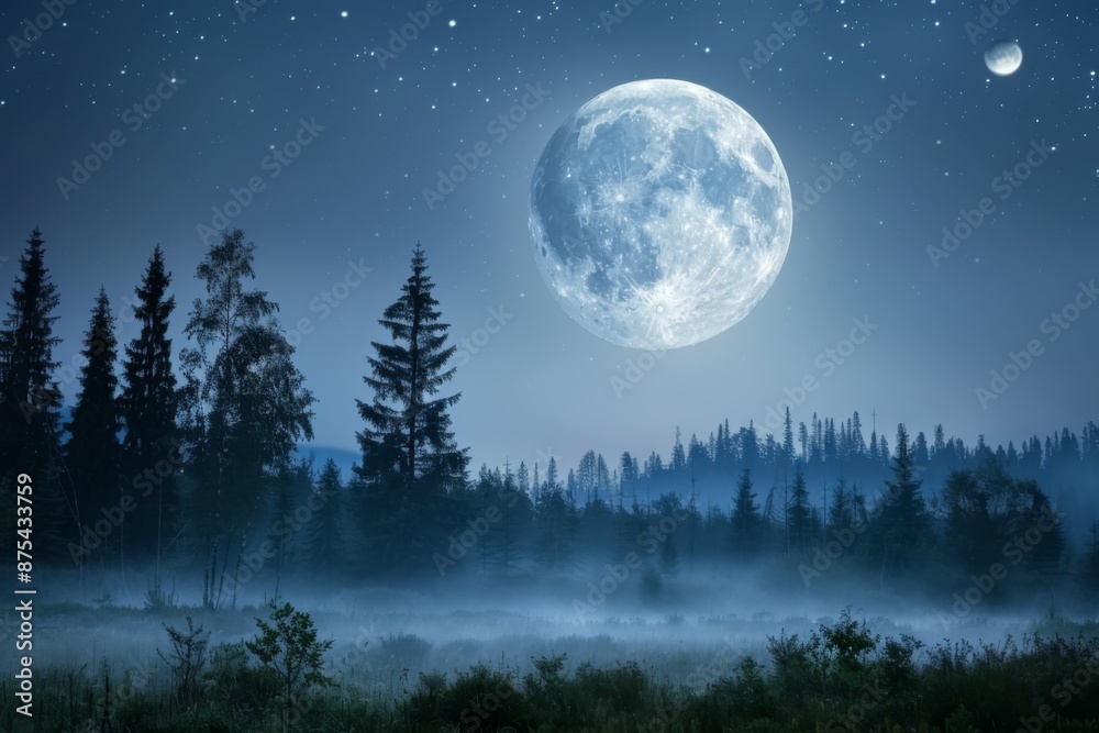 Moonlit Forest Landscape