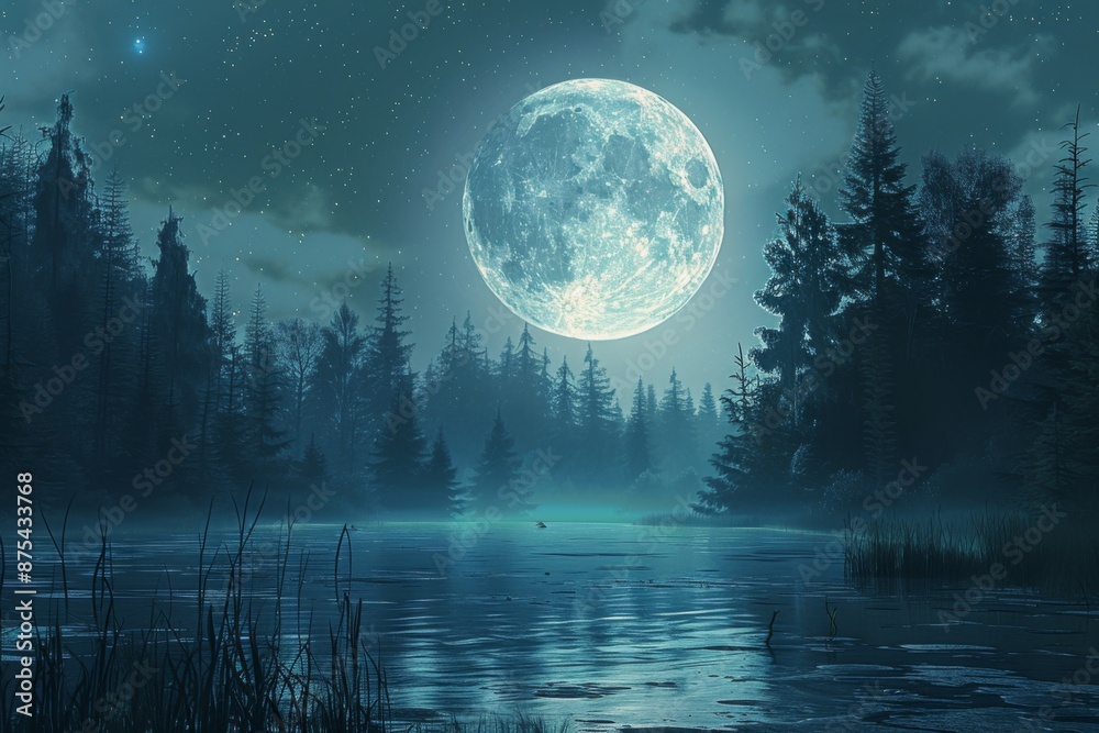 Magical Moonlit Forest Night