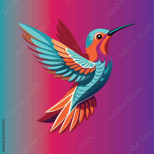 Humming bird or Colibri isolated vector illustration icon symbol sign design  of flying birds with spread flittering wings Trendy vector print suitable for tee, tshirt, hooddie, mug etc