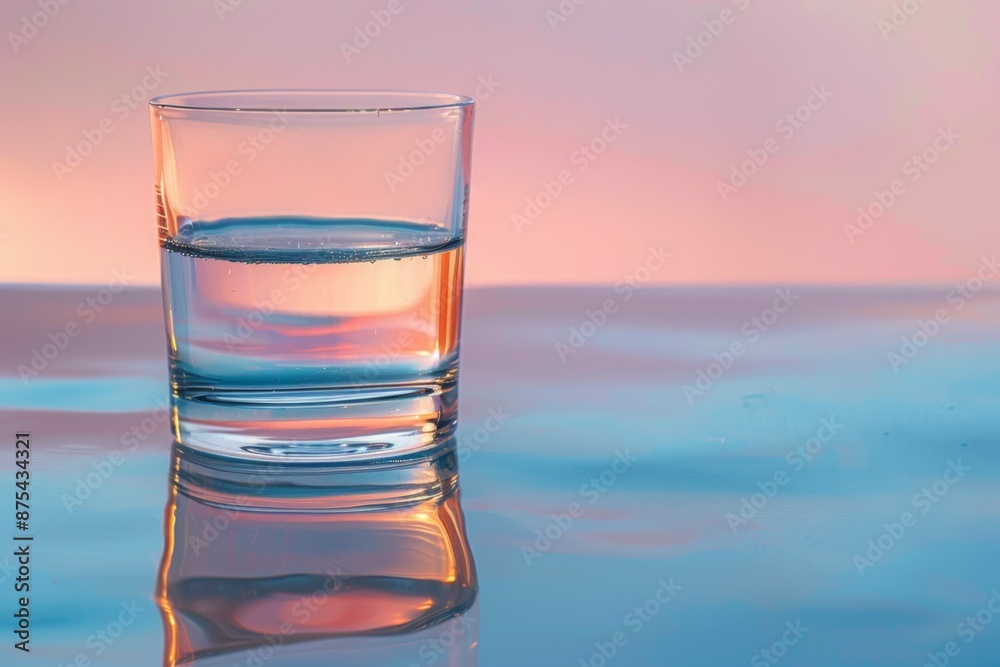 Glass of water with colorful reflections Glass of water with colorful reflections