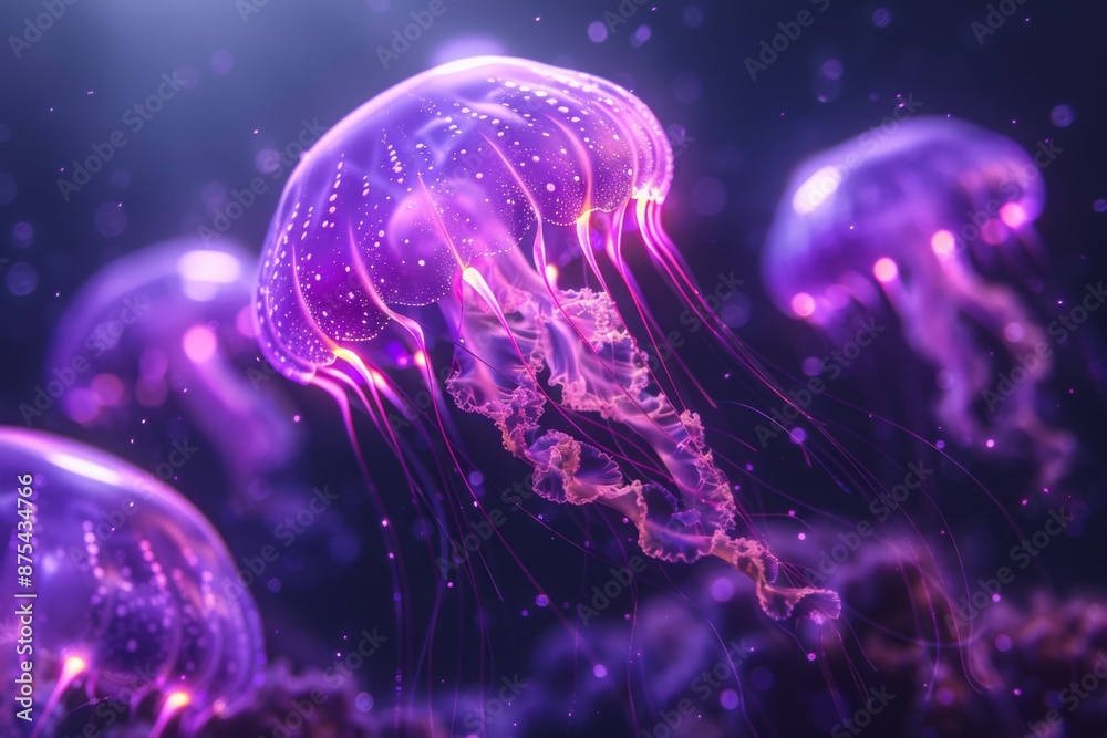 Jellyfish Glow in Deep Ocean Jellyfish Glow in Deep Ocean