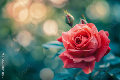 Close-Up of a Pink Rose: High-Resolution Floral Photography Capturing the Delicate Beauty and Elegance of Blooming Flowers Copyspace