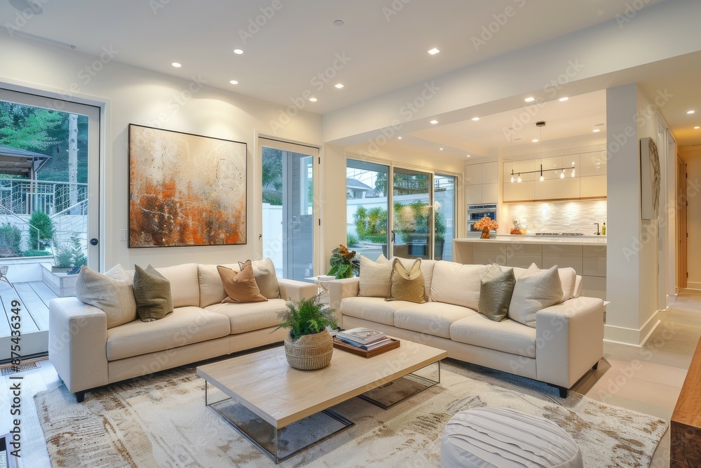 Fototapeta premium Modern Open Concept Living Room and Kitchen