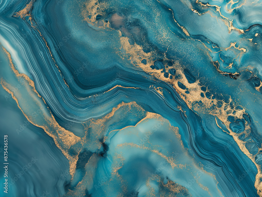 Blue agate texture with gold flecks. Fluid art Blue agate texture with gold flecks. Fluid art