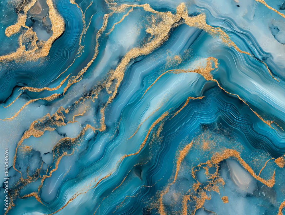 Blue agate texture with gold flecks. Fluid art Blue agate texture with gold flecks. Fluid art