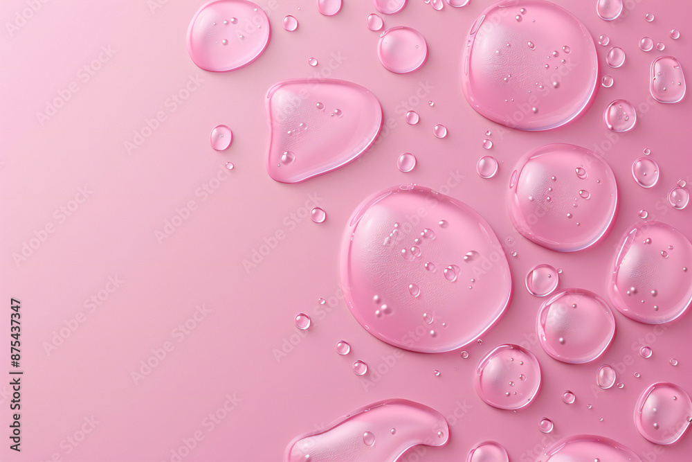 Macro Photography of Pink Water Droplets: High-Resolution Close-Up Capturing Freshness and Delicate Beauty