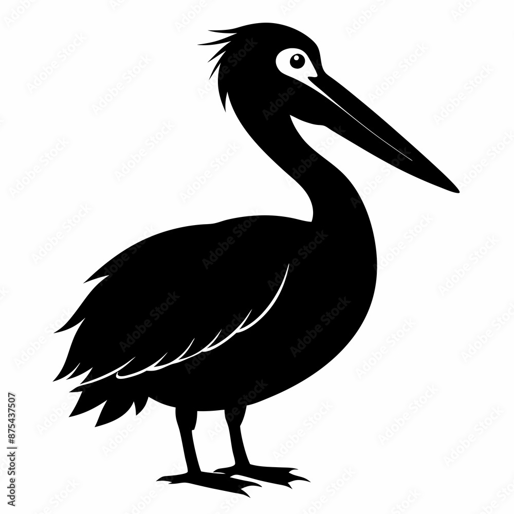 Fototapeta premium Pelican vector illustration, bird isolated on white, Parrot silhouette, Parrot vector art