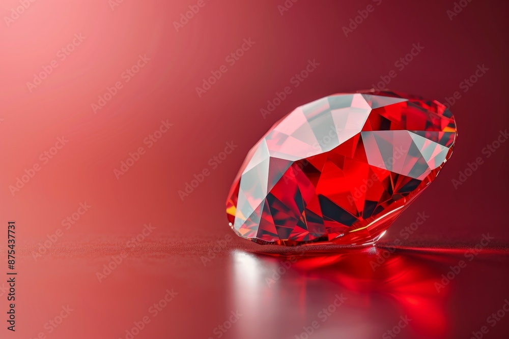 Emerald Ruby Classic Gemstone Radiant Cut Red Background Emerald Ruby Classic Gemstone Radiant Cut Red Background