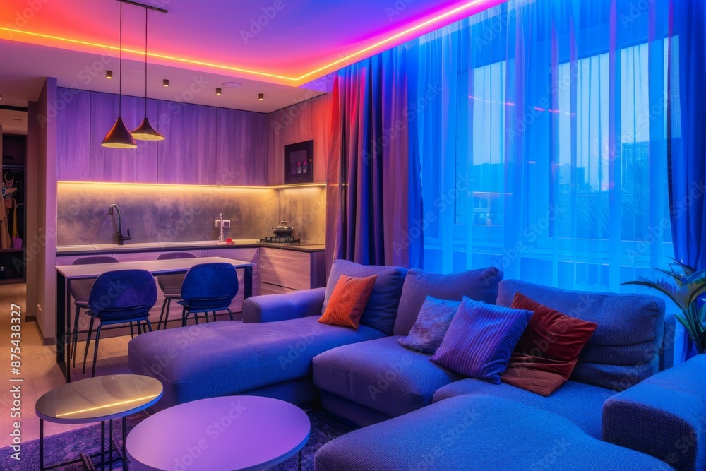 Modern Urban Living Room with LED Lighting Modern Urban Living Room with LED Lighting
