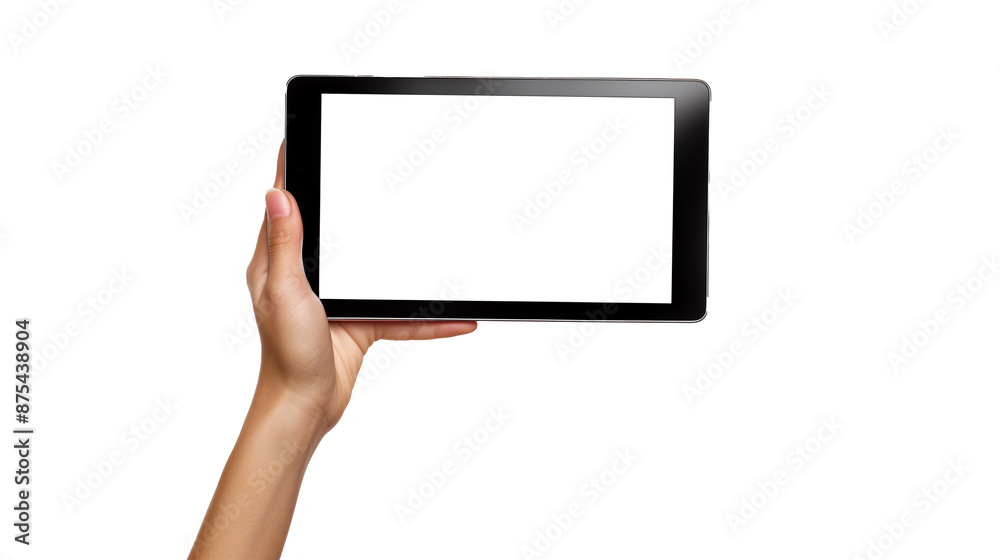 human hand holding tablet with blank display screen, isolated on white or transparent PNG full ultra Hd, high resolution human hand holding tablet with blank display screen, isolated on white or transparent PNG full ultra Hd, high resolution