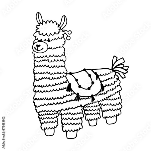 Line sketch, doodle of a festive piñata. Vector graphics.