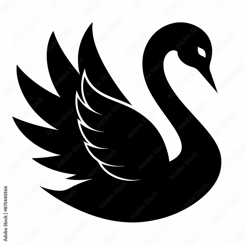 Obraz premium Swan vector illustration, bird isolated on white, Swan silhouette, Swan vector art