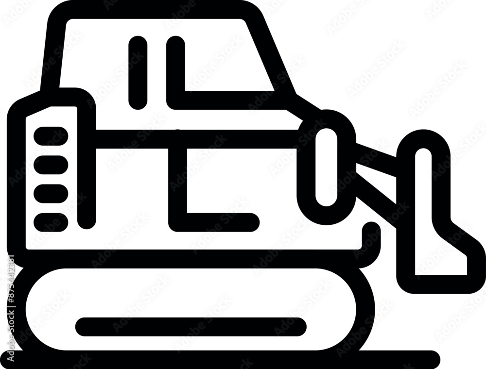 Clean and simple line art icon of an excavator moving earth on a construction site Clean and simple line art icon of an excavator moving earth on a construction site