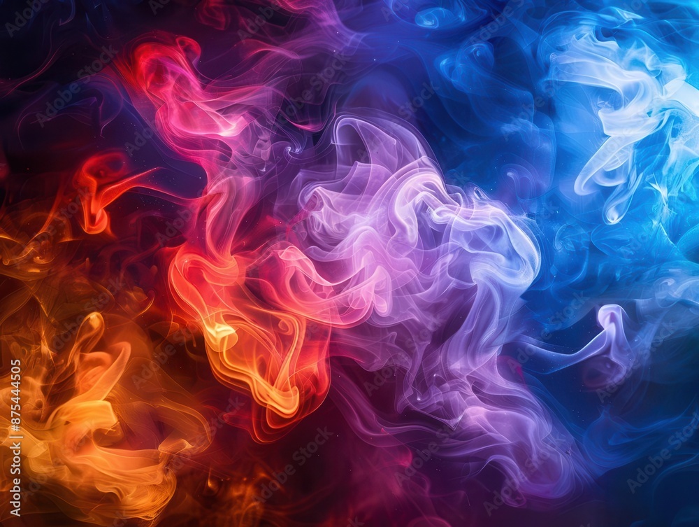 Abstract image of swirling smoke in various colors Abstract image of swirling smoke in various colors