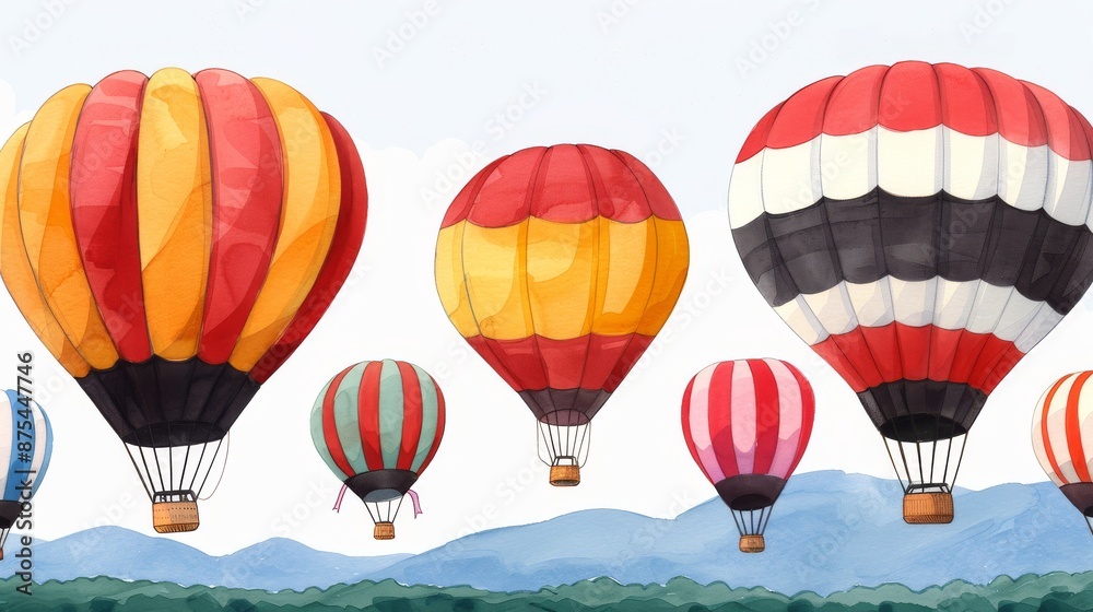 Obraz premium illustation of Albuquerque International Balloon Fiesta hot air balloons in the sky in new mexico cartoon anime
