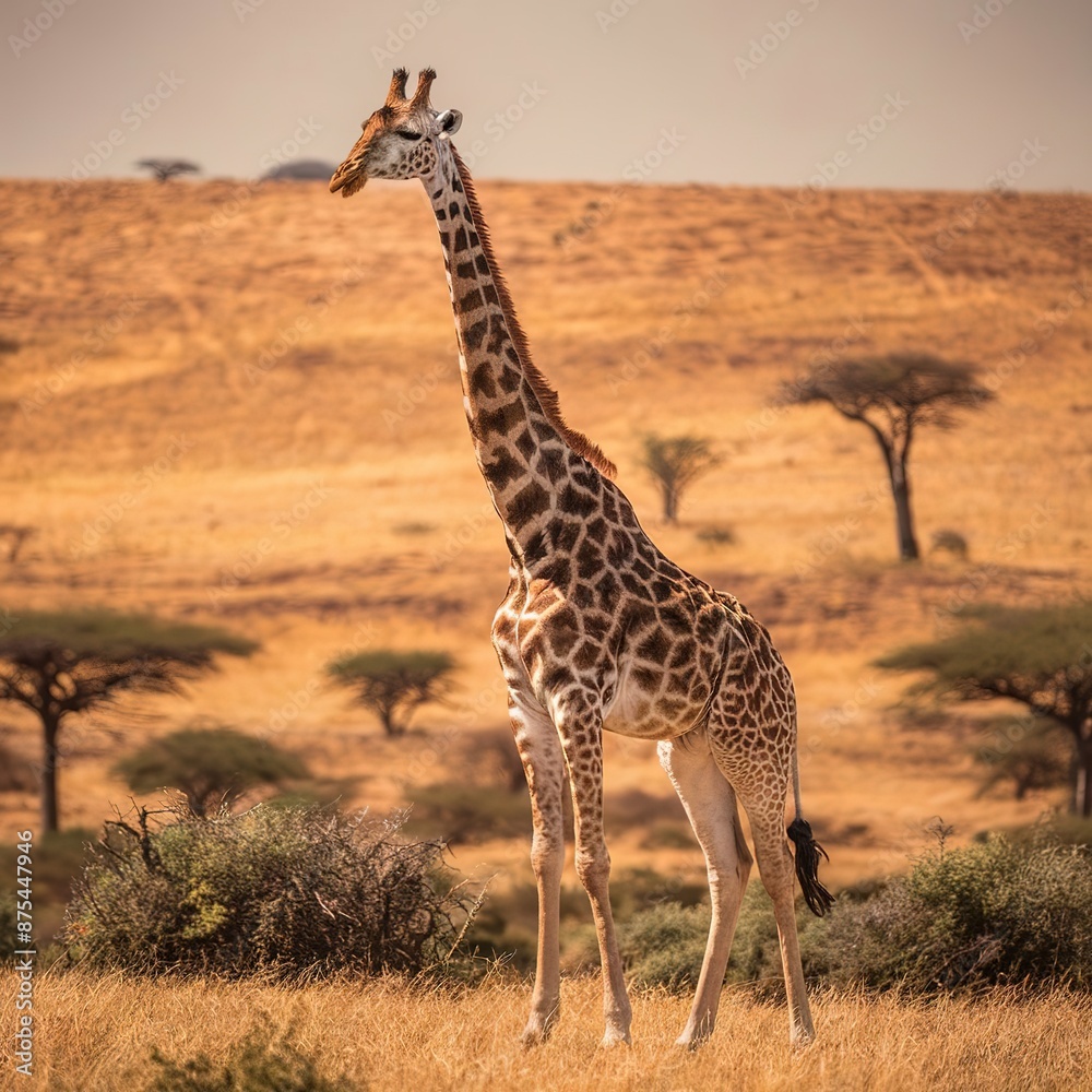 Obraz premium Giraffe in the savannah wild life nature concept environment herbivore