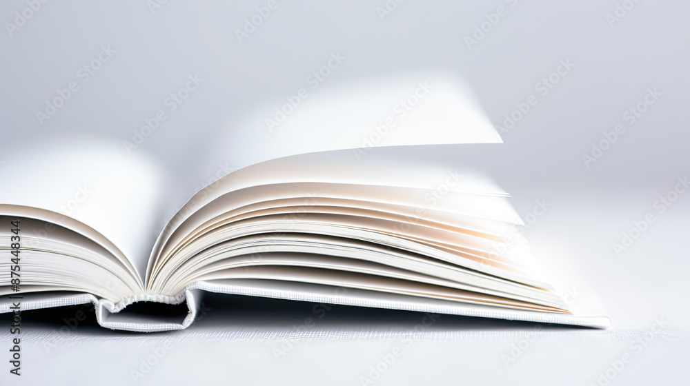 Open White Textbook on White Background Back to School Concept Image Open White Textbook on White Background Back to School Concept Image