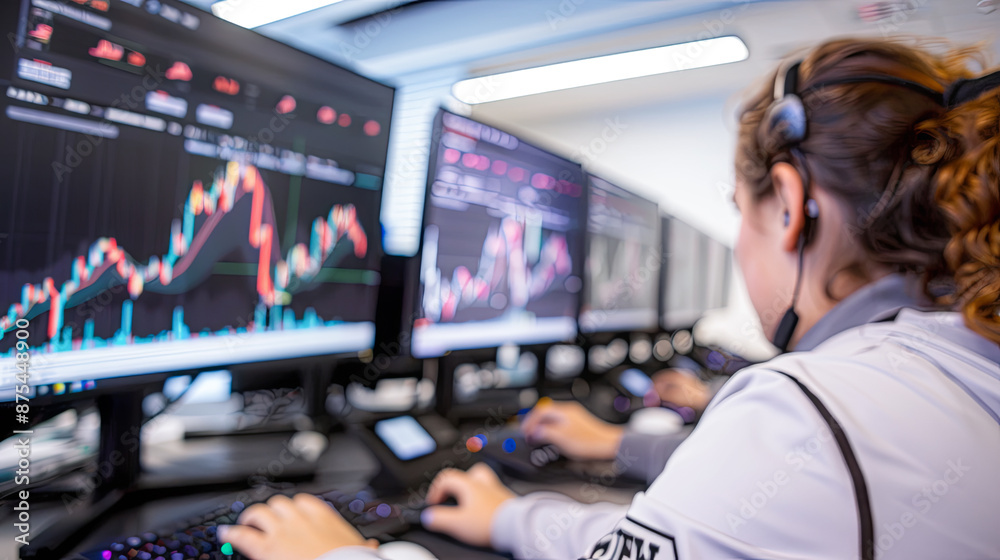 Focused Student Studying Stock Market Charts in Finance Class for Back to School Business Education Focused Student Studying Stock Market Charts in Finance Class for Back to School Business Education