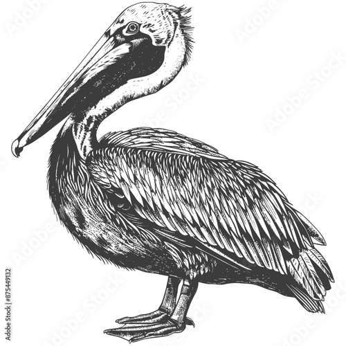 Hand-Drawn Brown Pelican Profile, Ink Illustration, Wildlife Art