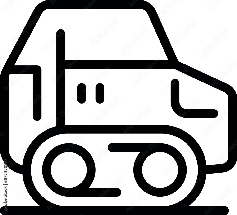 Line drawing of a small bulldozer working on a construction site Line drawing of a small bulldozer working on a construction site