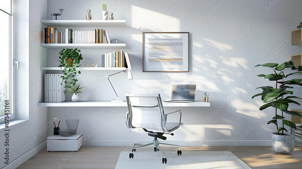 Modern Minimalist Home Office Desk Setup for Back to School Season with Laptop, Books, and Plants Modern Minimalist Home Office Desk Setup for Back to School Season with Laptop, Books, and Plants