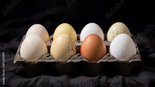 Promotional photo of chicken eggs. photo