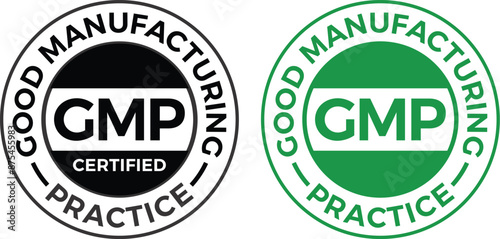 GMP (Good Manufacturing Practice) certified round stamp on white background - Vector