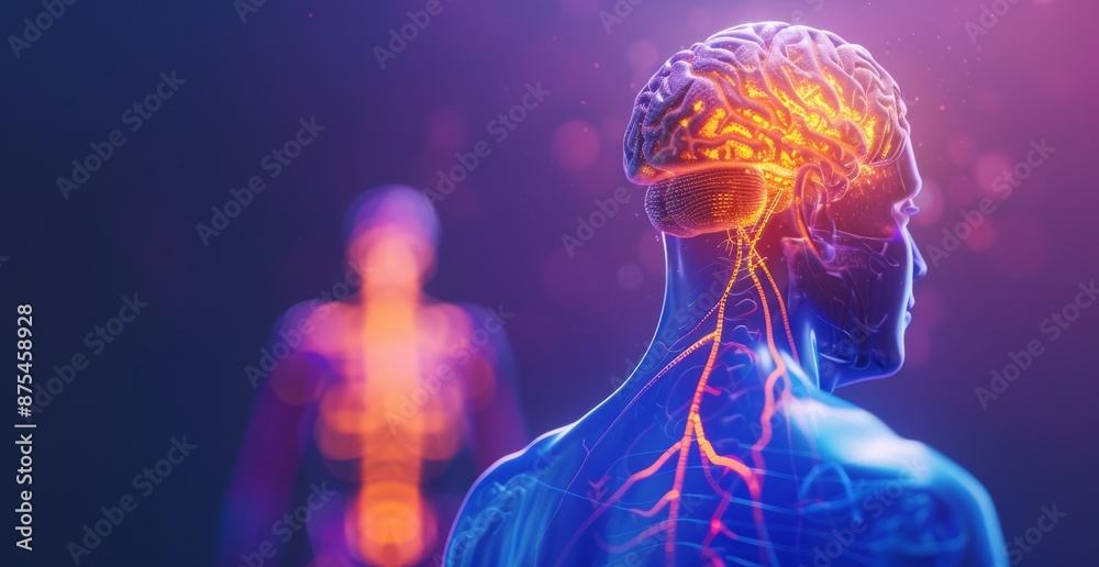 3D rendered illustration of the human brain with neural connections and digital lighting 3D rendered illustration of the human brain with neural connections and digital lighting
