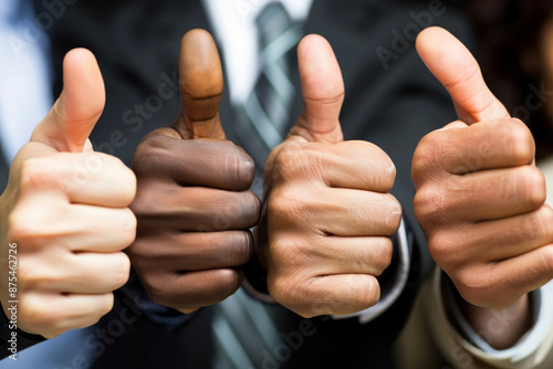 A group of people are giving thumbs up to each other