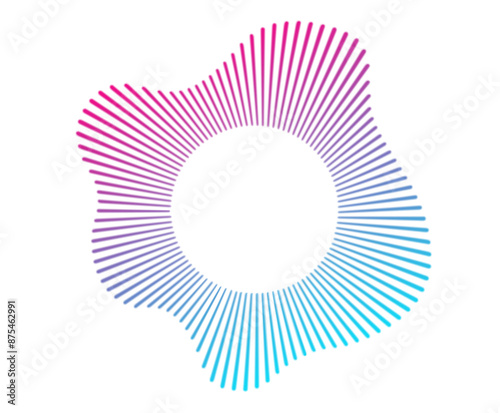 A set of neon equalizers. Audio multicolor waves. Radial curve of audio wave. Vector illustration.