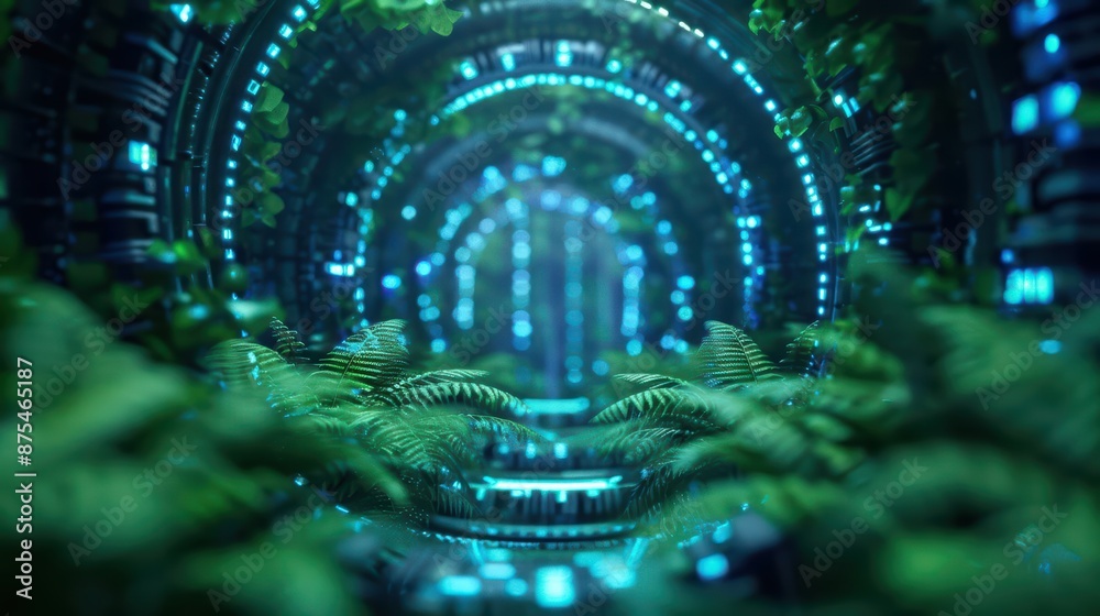 A futuristic startup incubator helps entrepreneurs set enchanted goals that magically adapt and evolve based on market trends