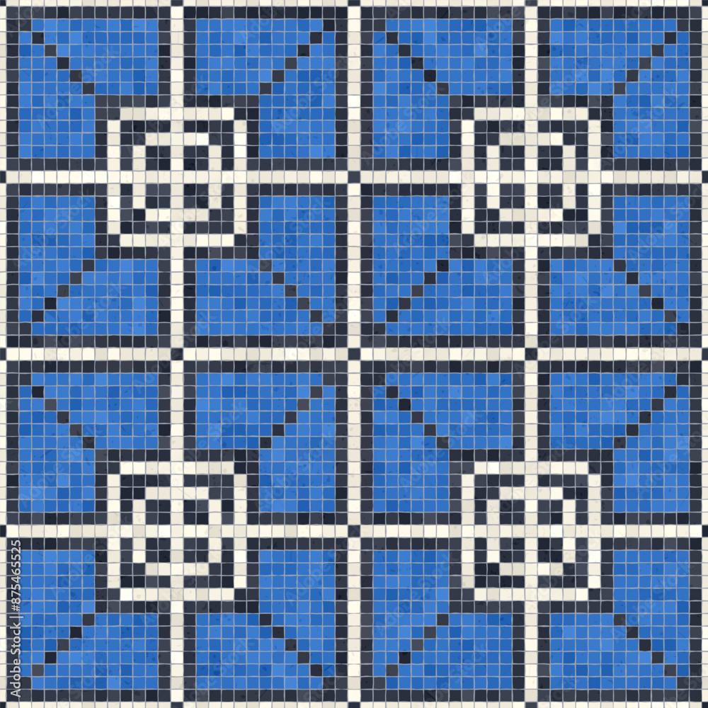 Fototapeta premium Mosaic tiles background, seamless vector pattern