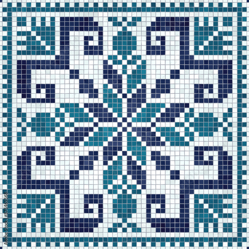 Mosaic tiles  background, seamless vector pattern