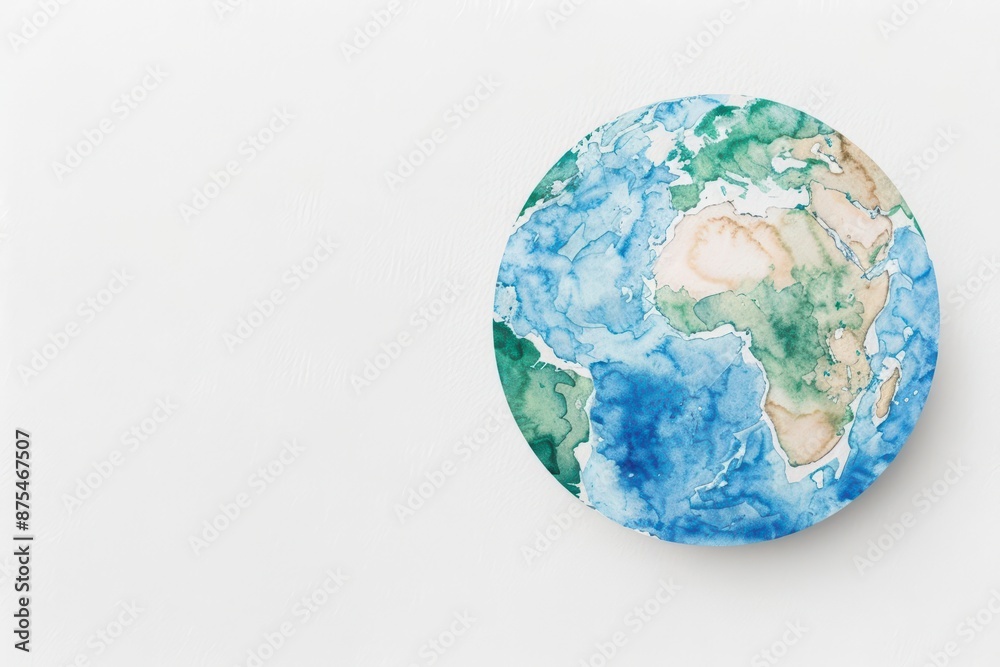 A soft watercolor rendering of the greenhouse effect, showing the Earths atmosphere trapping heat from the sun, isolate on white background with copy space A soft watercolor rendering of the greenhouse effect, showing the Earths atmosphere trapping heat from the sun, isolate on white background with copy space
