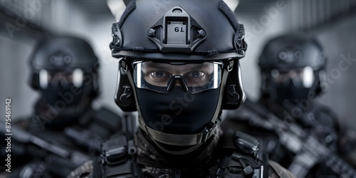 SWAT team undergoing advanced training in full tactical gear for specialized missions. Concept Tactical Gear Training, Specialized Missions, SWAT Training, Advanced Techniques, Tactical Operations © Ян Заболотний