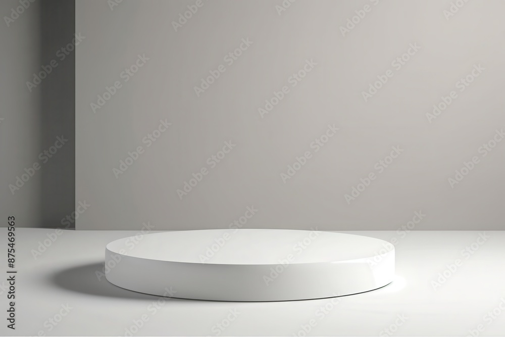 Minimalist white round podium, ideal for presenting new fashion collections, isolated backdrop Minimalist white round podium, ideal for presenting new fashion collections, isolated backdrop