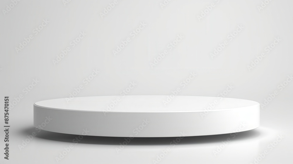 Round white podium, minimalist style for tech product displays, isolated on a white background Round white podium, minimalist style for tech product displays, isolated on a white background