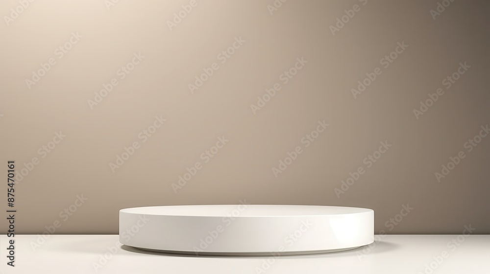 Round white podium with a minimalist design, perfect for displaying art pieces, isolated background Round white podium with a minimalist design, perfect for displaying art pieces, isolated background