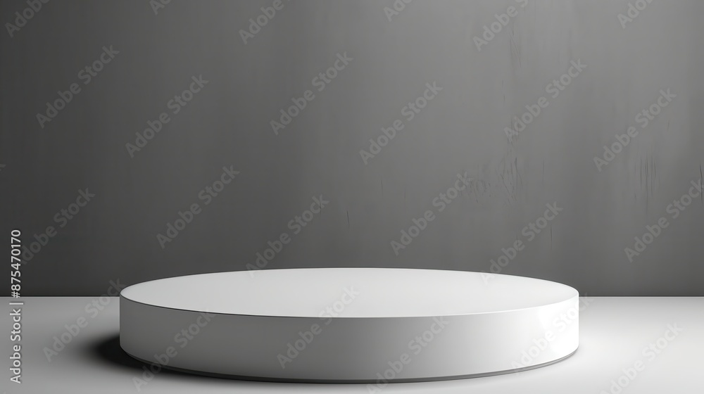 Round white podium with a minimalist design, perfect for displaying art pieces, isolated background Round white podium with a minimalist design, perfect for displaying art pieces, isolated background