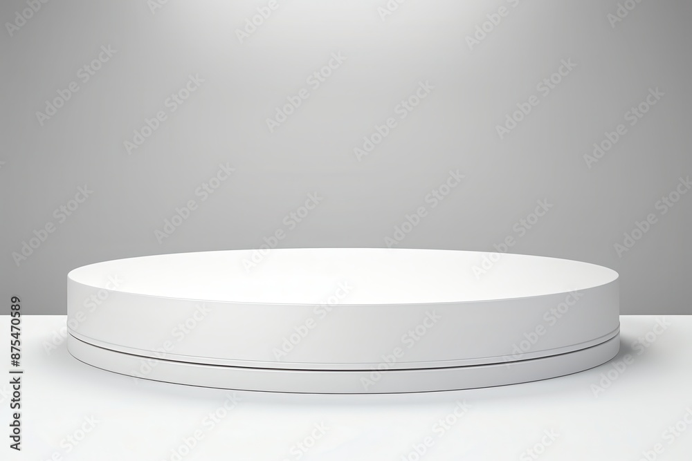 Stylish and simple white round podium, perfect for highlighting premium electronics, isolated background Stylish and simple white round podium, perfect for highlighting premium electronics, isolated background