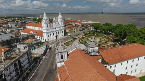 Aerial view of the Sé Cathedral, in the Dom Frei Caetano Brandão Square, Cidade Velha - Belém, Pará, Brazil