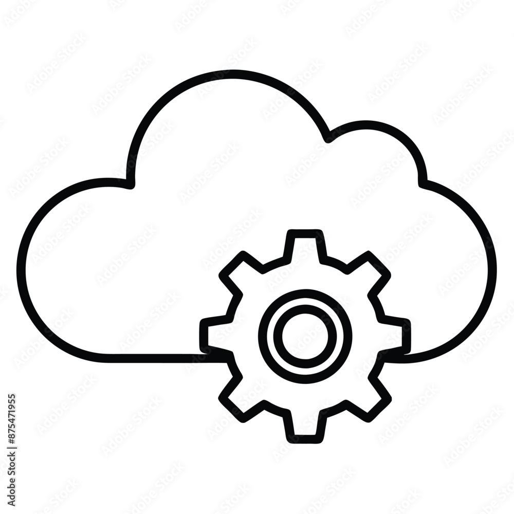 Cloud with Gears Icon Vector Illustration for Apps Web or UI Design Cloud with Gears Icon Vector Illustration for Apps Web or UI Design