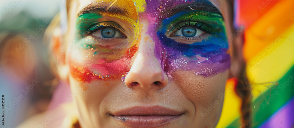 Cheerful individuals at a Pride festival, celebrating with colorful rainbow flags and bright smiles, embracing diversity and joy. Cheerful individuals at a Pride festival, celebrating with colorful rainbow flags and bright smiles, embracing diversity and joy.