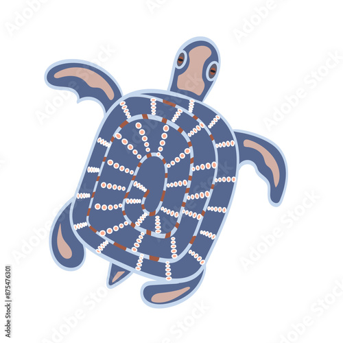 Turtle. Tropical ocean animal design in cartoon style