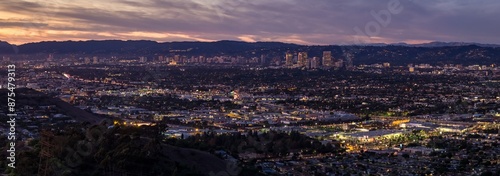 4K Ultra HD Aerial Panoramic Shot of Culver City from Baldwin Vista, Towards Beverly Hills and Hollywood
