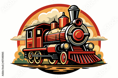 old steam locomotive t-shirt design bold retro illustration 