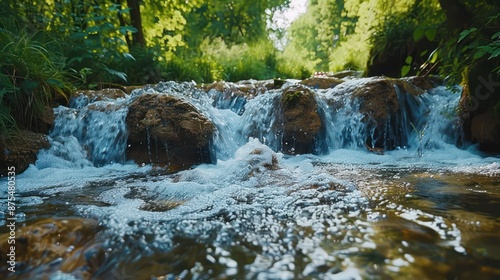 Cascade du H�risson Stream in France - Serene and Scenic Waterfall Landscape photo