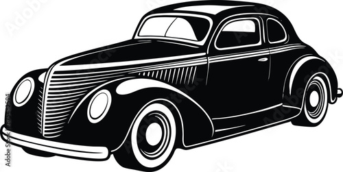 hotrod classic car vector graphic. american vintage hot rods car silhouette vector